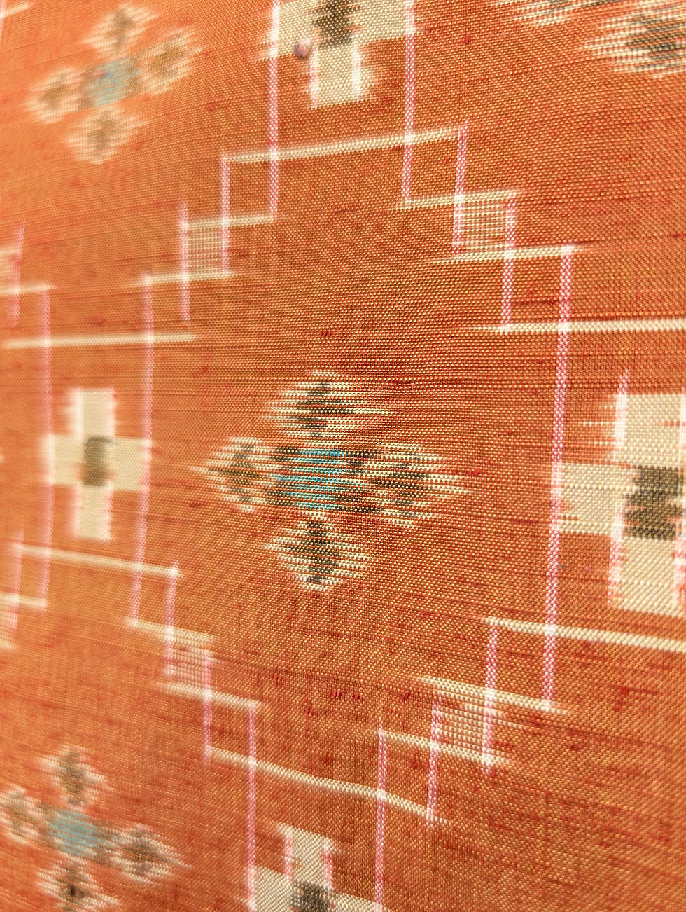 Miniature : Haori vintage - Orange Tsumugi - Motif Kasuri
