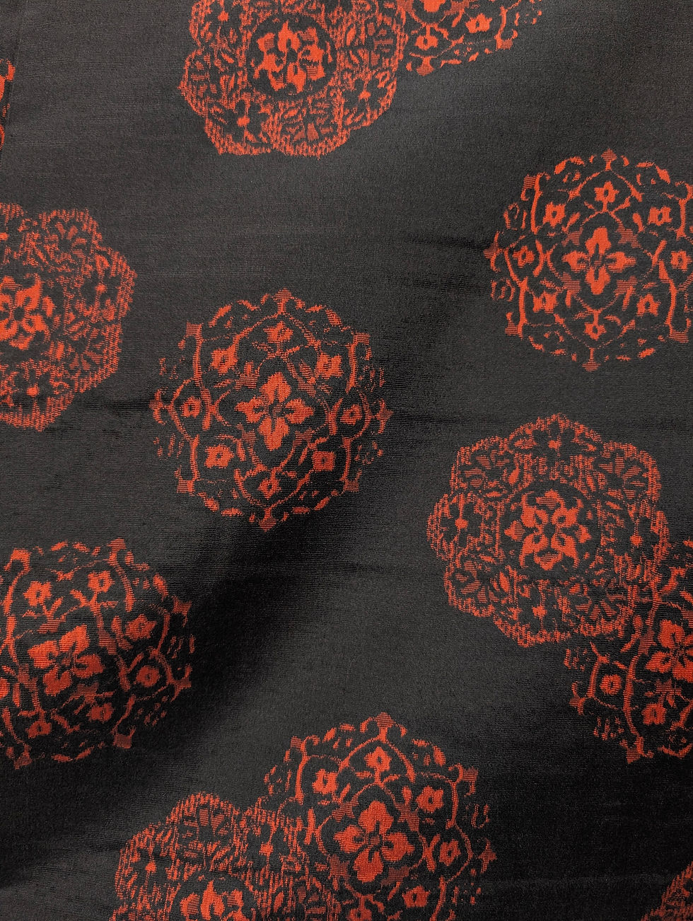 Miniature : Veste Japonaise Haori Vintage Noir et Terracotta - Motifs Médaillons