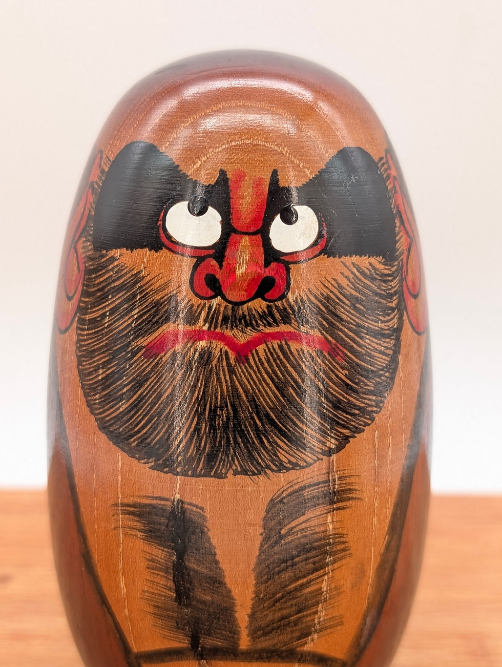 Miniature : Poupée Kokeshi Daruma Vintage en Bois - Statuette Japonaise 15 cm