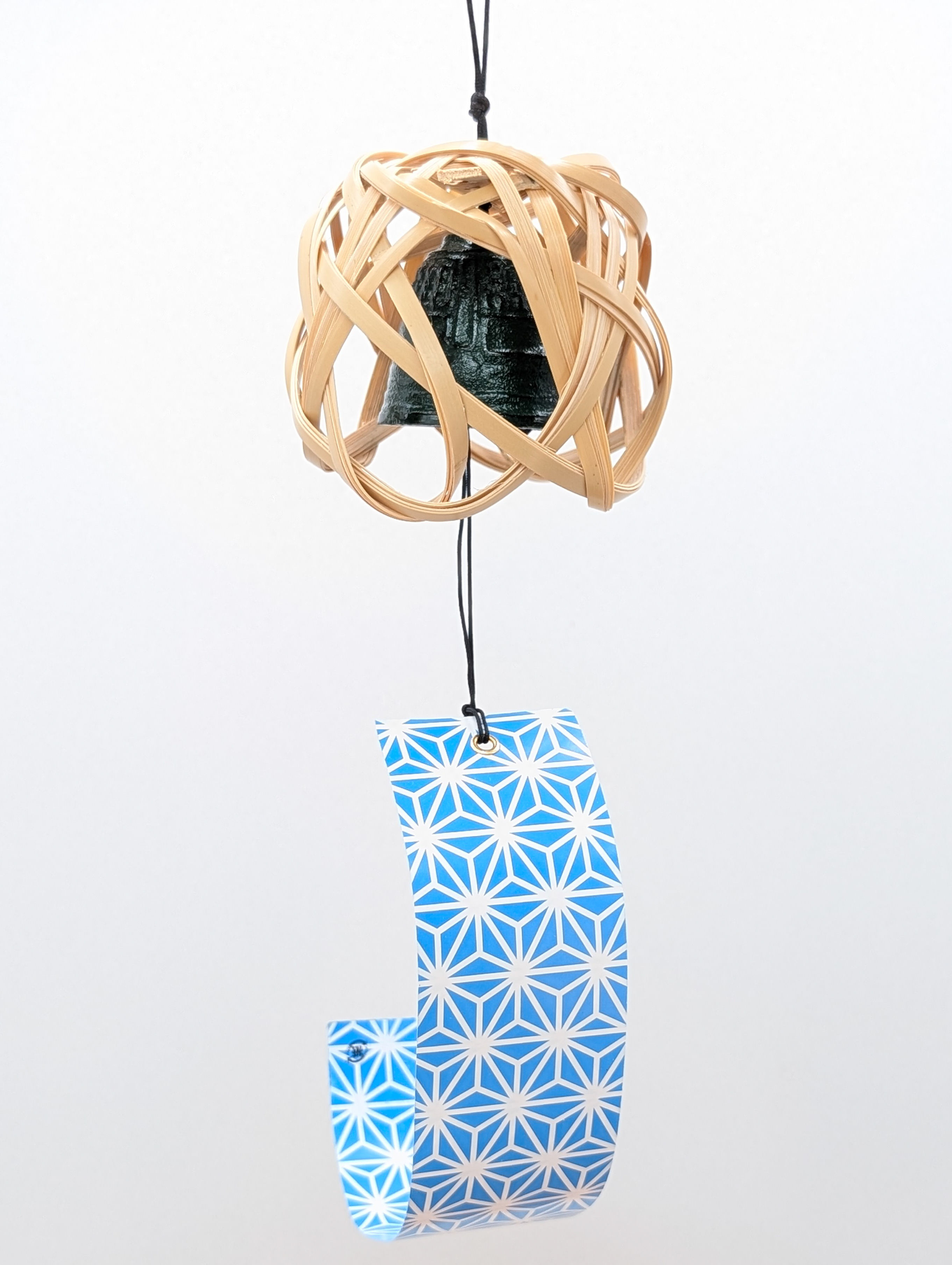 Furin Clochette Japonaise Fonte et Bambou - Motif Asanoha - 42cm