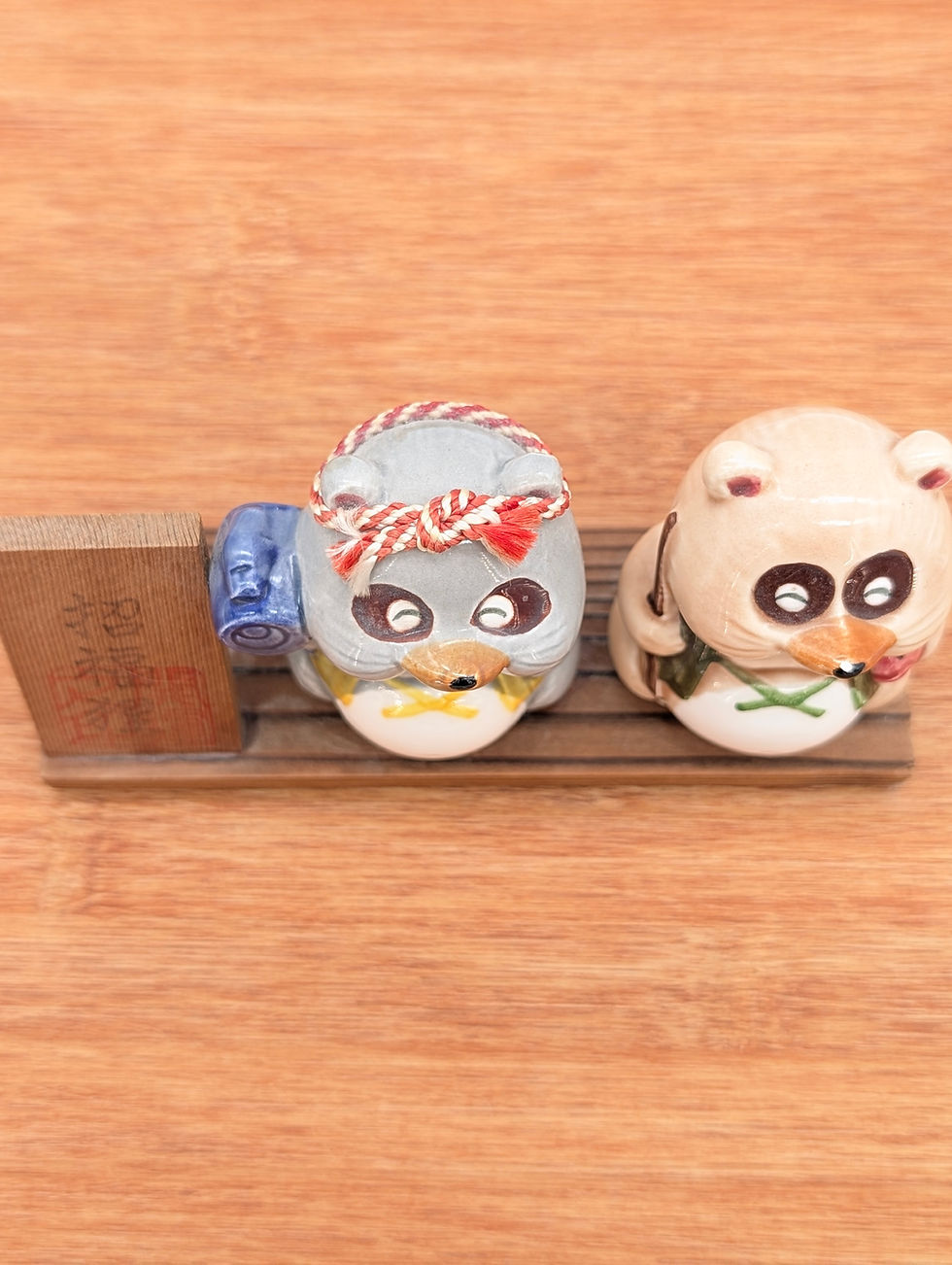 Miniature : Duo Tanuki Japonais Vintage Ebisu Daikokuten (13cm)