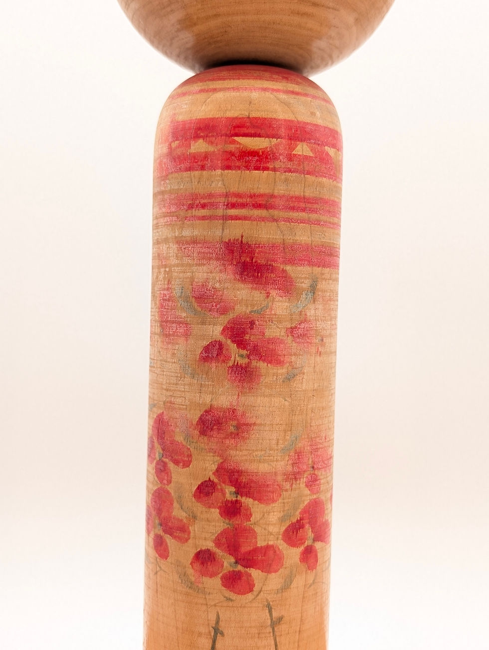 Miniature : Grande Kokeshi Vintage Yamagata Fleurs Rouge 32cm