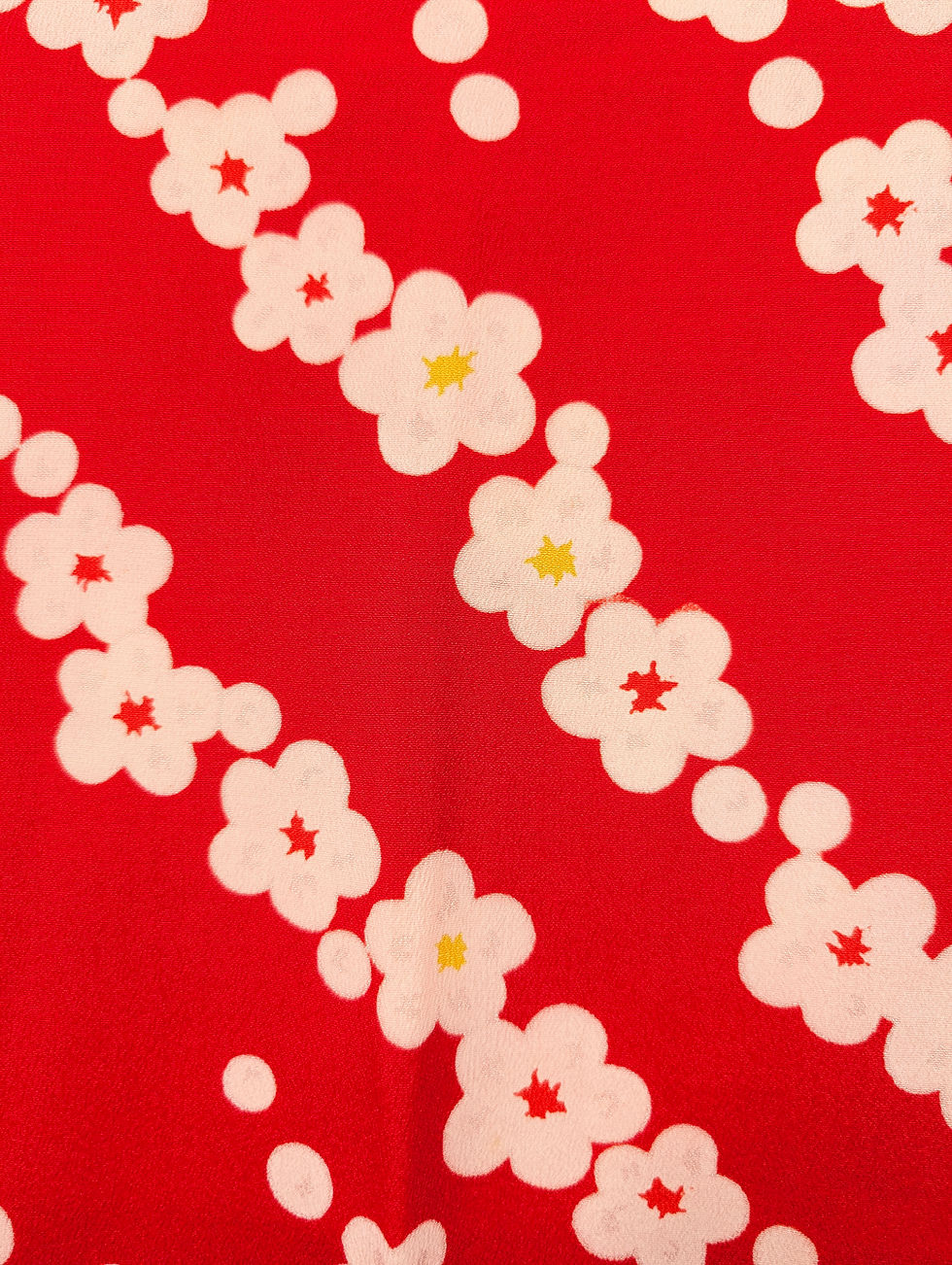 Miniature : Sous-Kimono Juban Rouge - Pluie de Fleurs en Diagonale