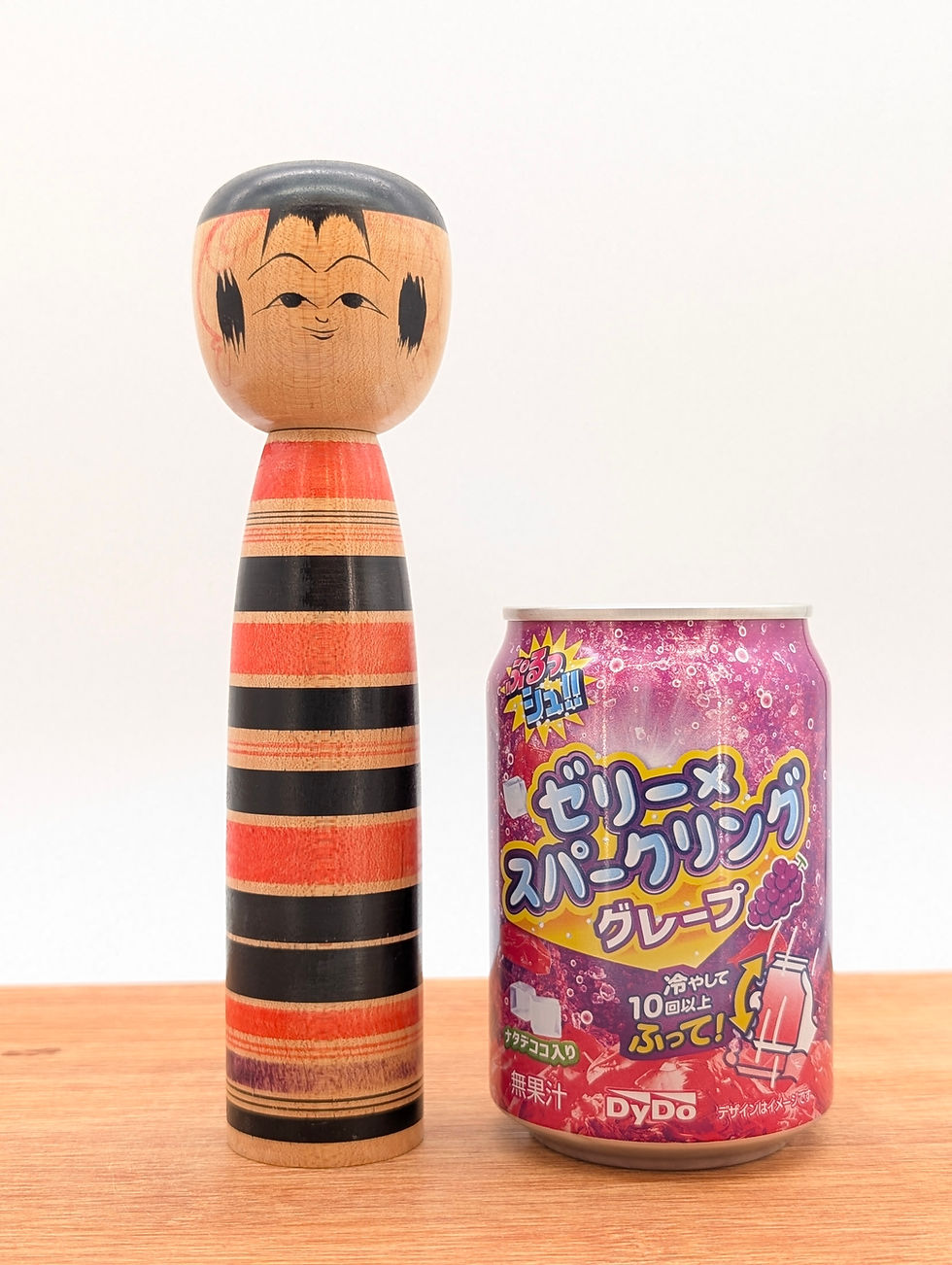 Miniature : Kokeshi Tsuchiyu - Vintage - Rayures orange - 18 cm