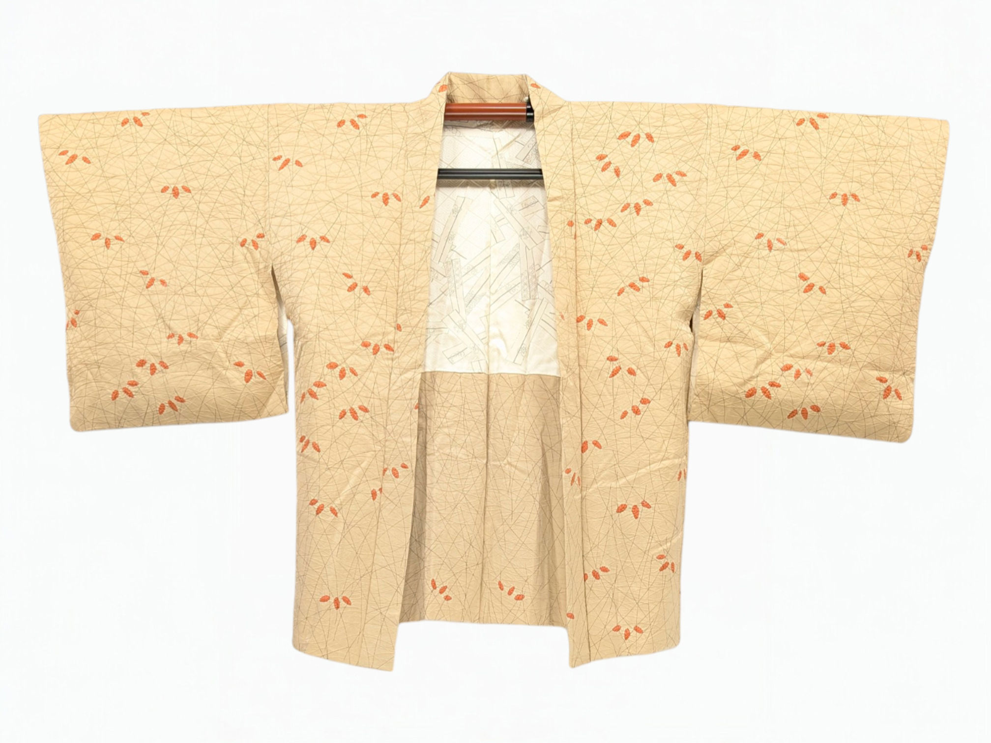 Veste Haori Vintage Beige - Feuilles Shibori