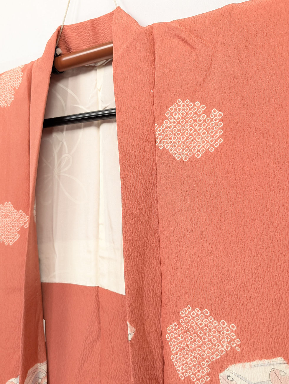 Miniature : Veste Haori Vintage - Douceur Corail - Soie Texturée