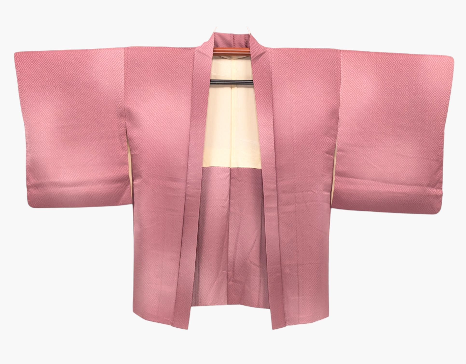 Haori Vintage Rose Poudré - Jacquard Géométrique Hishi