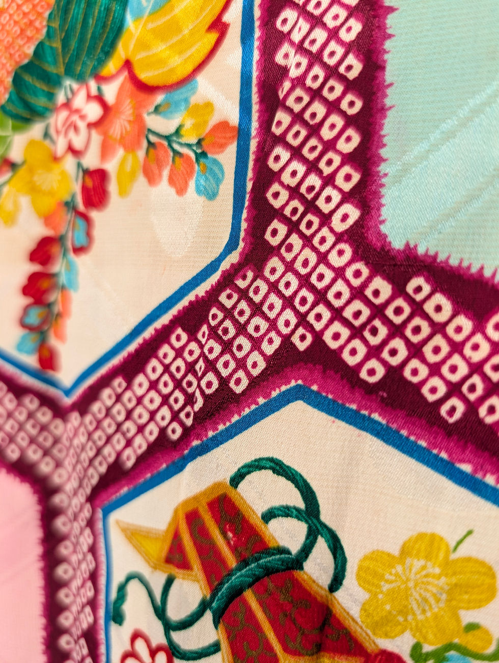 Miniature : Sous-Kimono Juban Japonais Vintage - Pastel Motifs Kikko