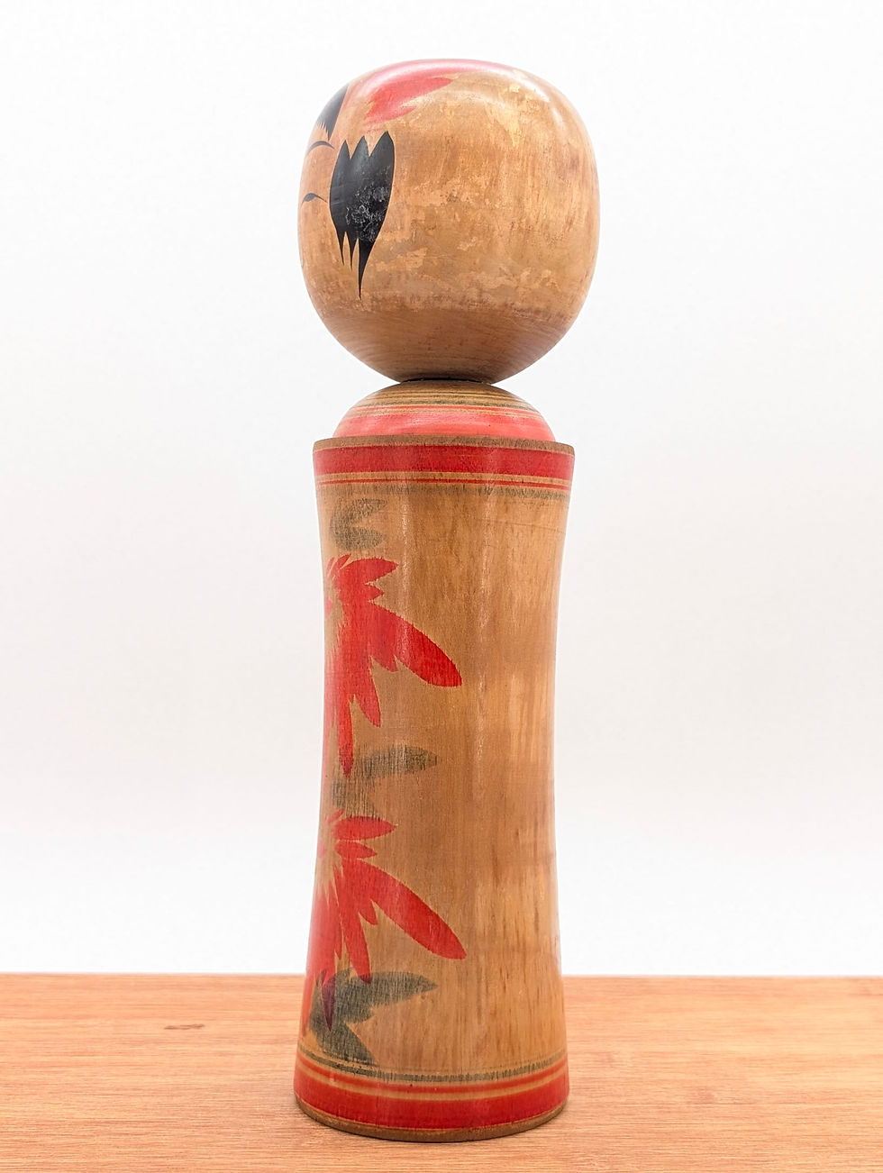 Miniature : Poupée Kokeshi vintage - Naruko - Chrysanthèmes - 29cm