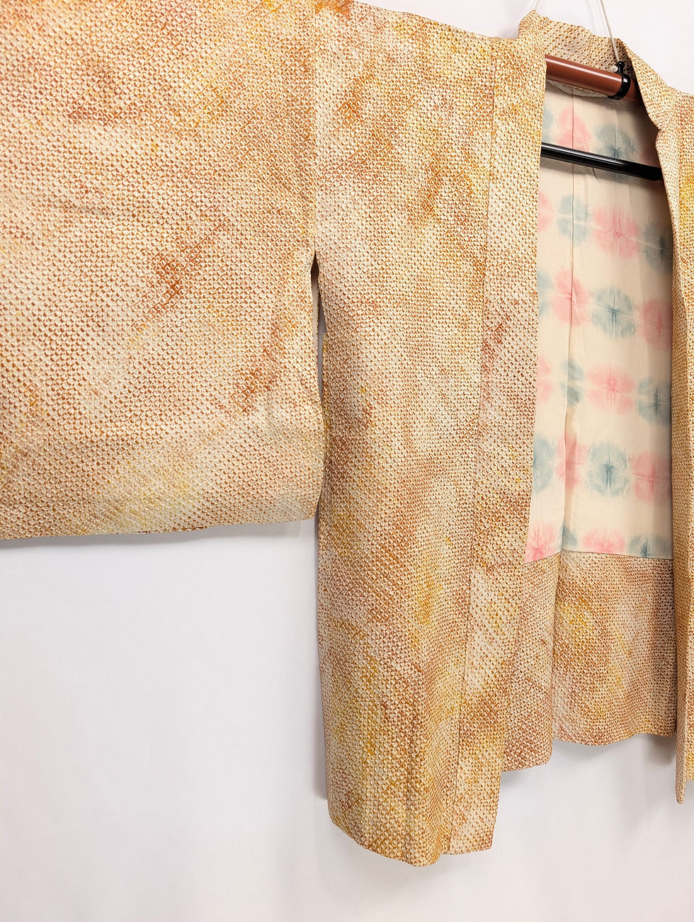 Miniature : Veste Haori Vintage Shibori - Miel & Floral