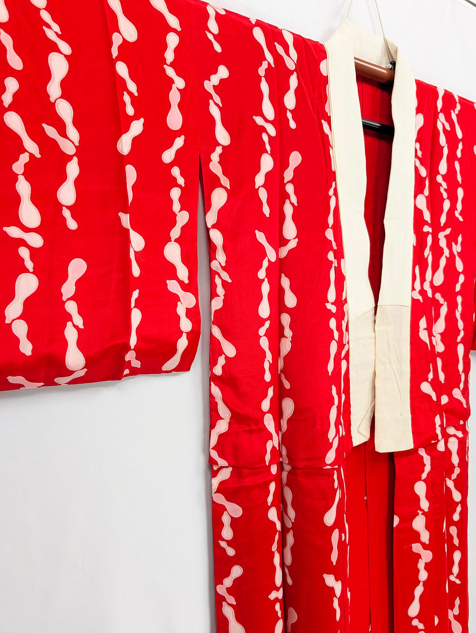 Miniature : Sous-Kimono Juban Japonais Vintage Rouge - Motifs Organiques