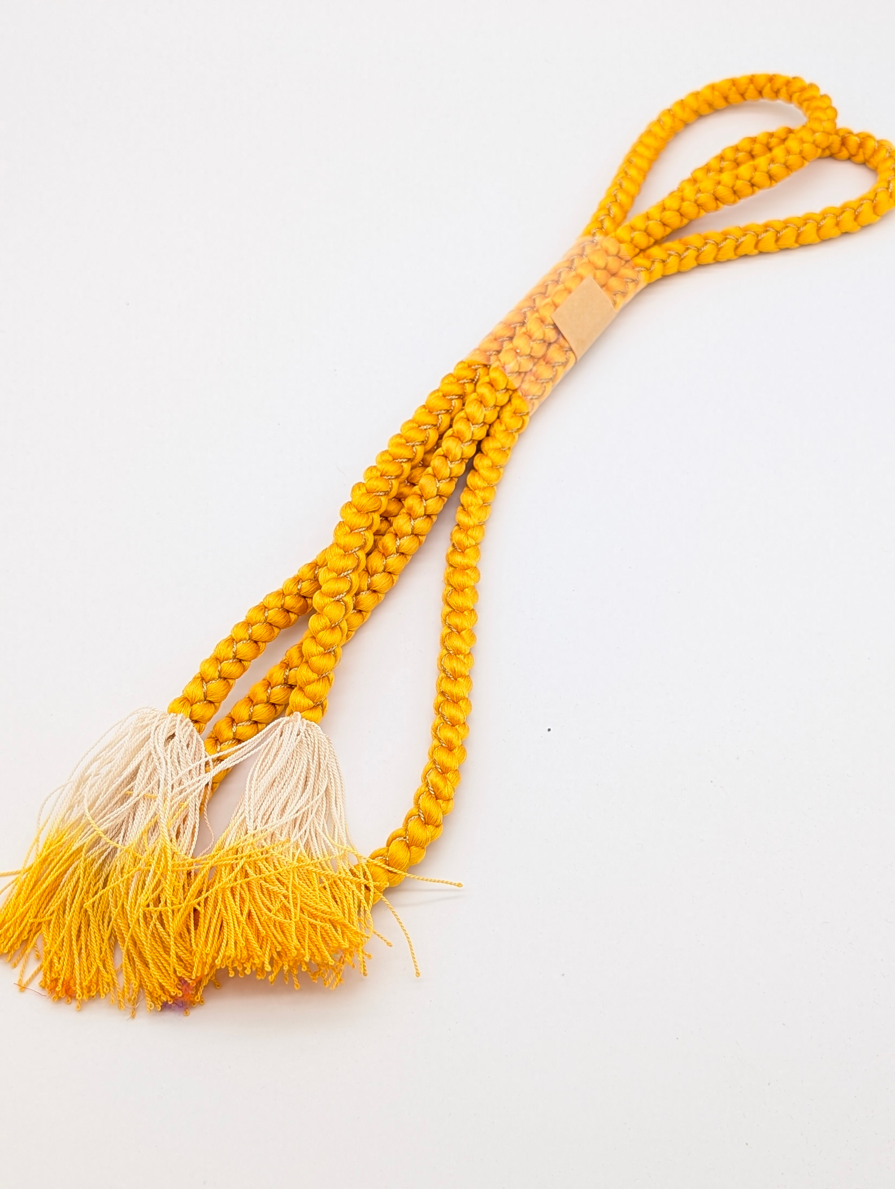 Cordon Obijime Vintage Jaune Blanc et fils doré