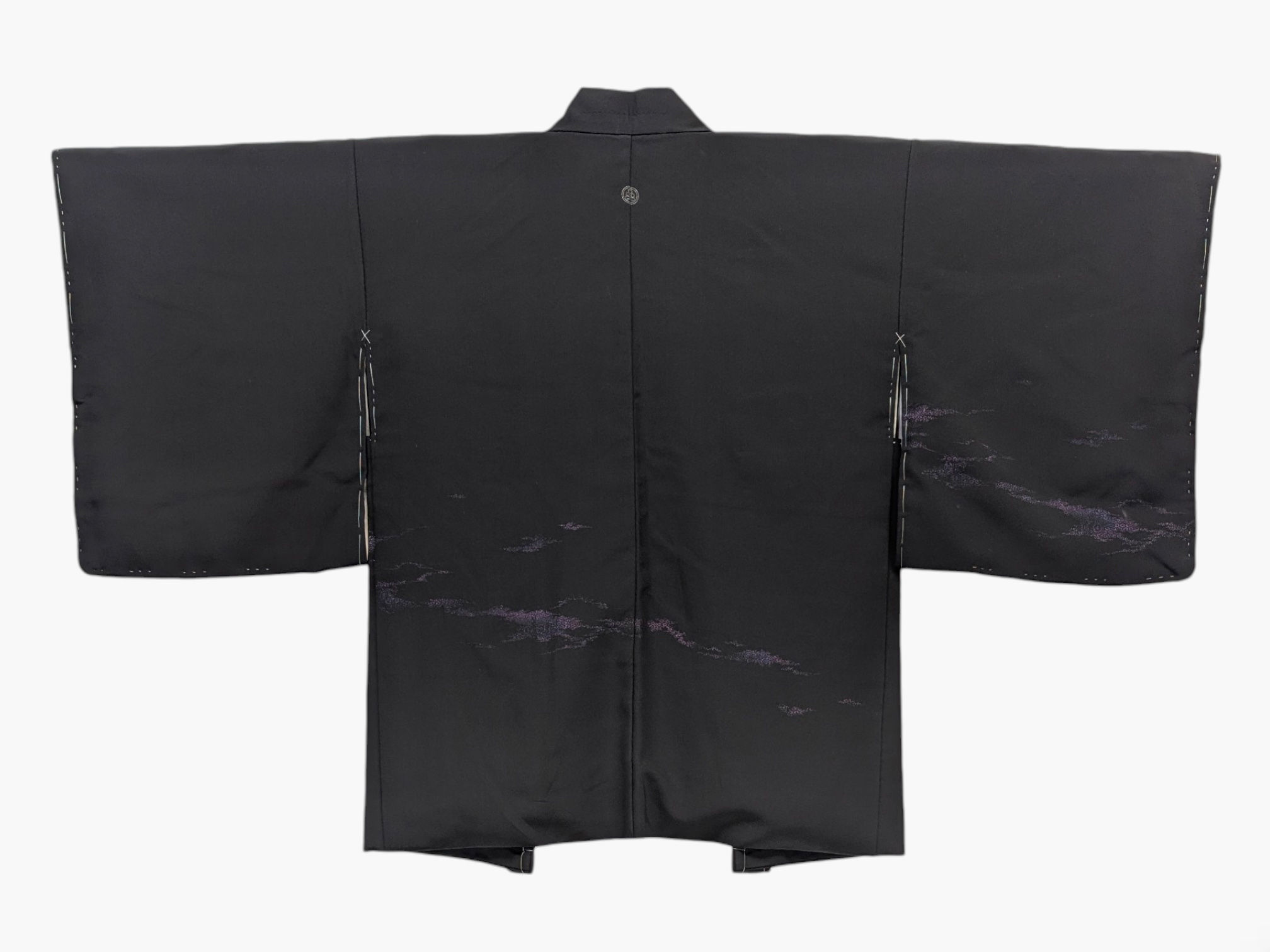 Veste Haori Vintage Noire - Brume Violette & Kamon