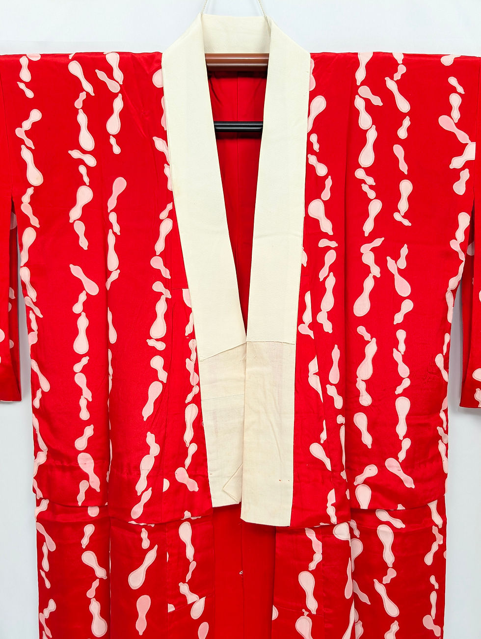 Miniature : Sous-Kimono Juban Japonais Vintage Rouge - Motifs Organiques