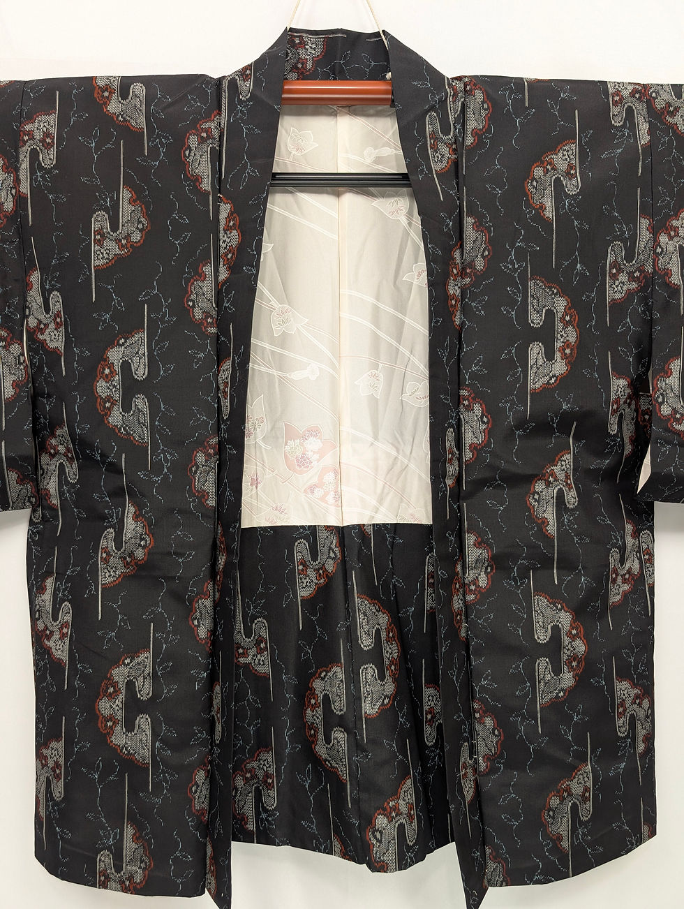 Miniature : Veste Haori vintage noir motif kasuri
