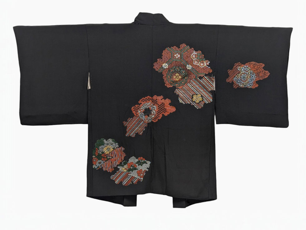 Miniature : Veste Haori Vintage – Noir Profond & Nuages Tissés