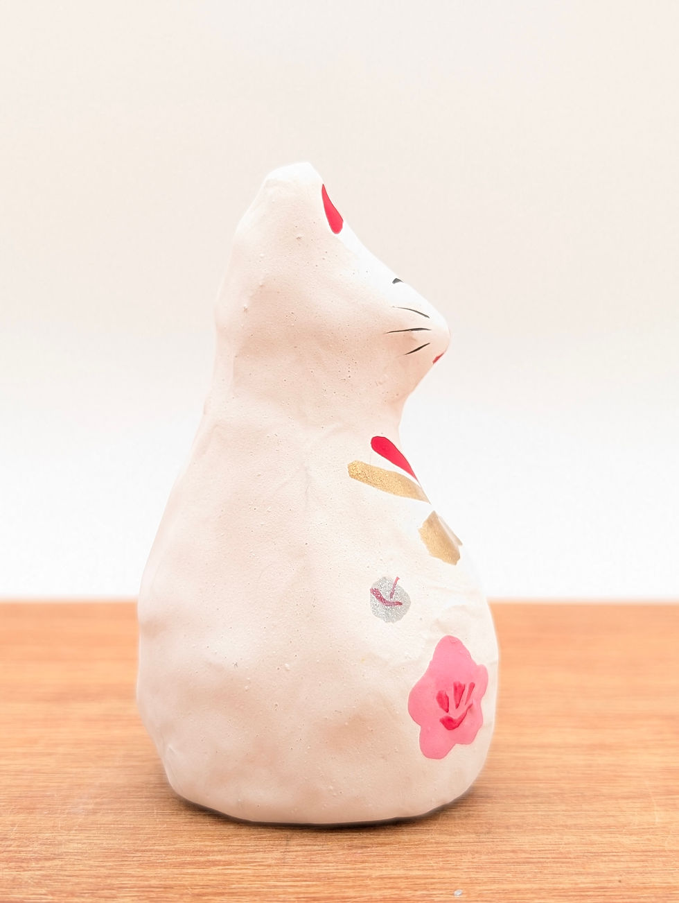 Miniature : Figurine Kitsune Renard Japonais Papier Mâché - Fait Main 8cm