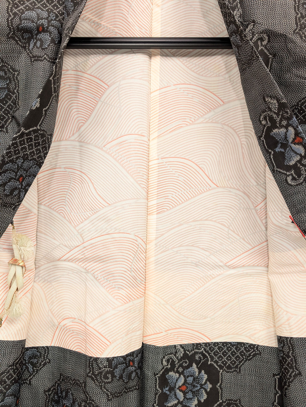 Miniature : Veste Haori Vintage - Motif Floral Tissé