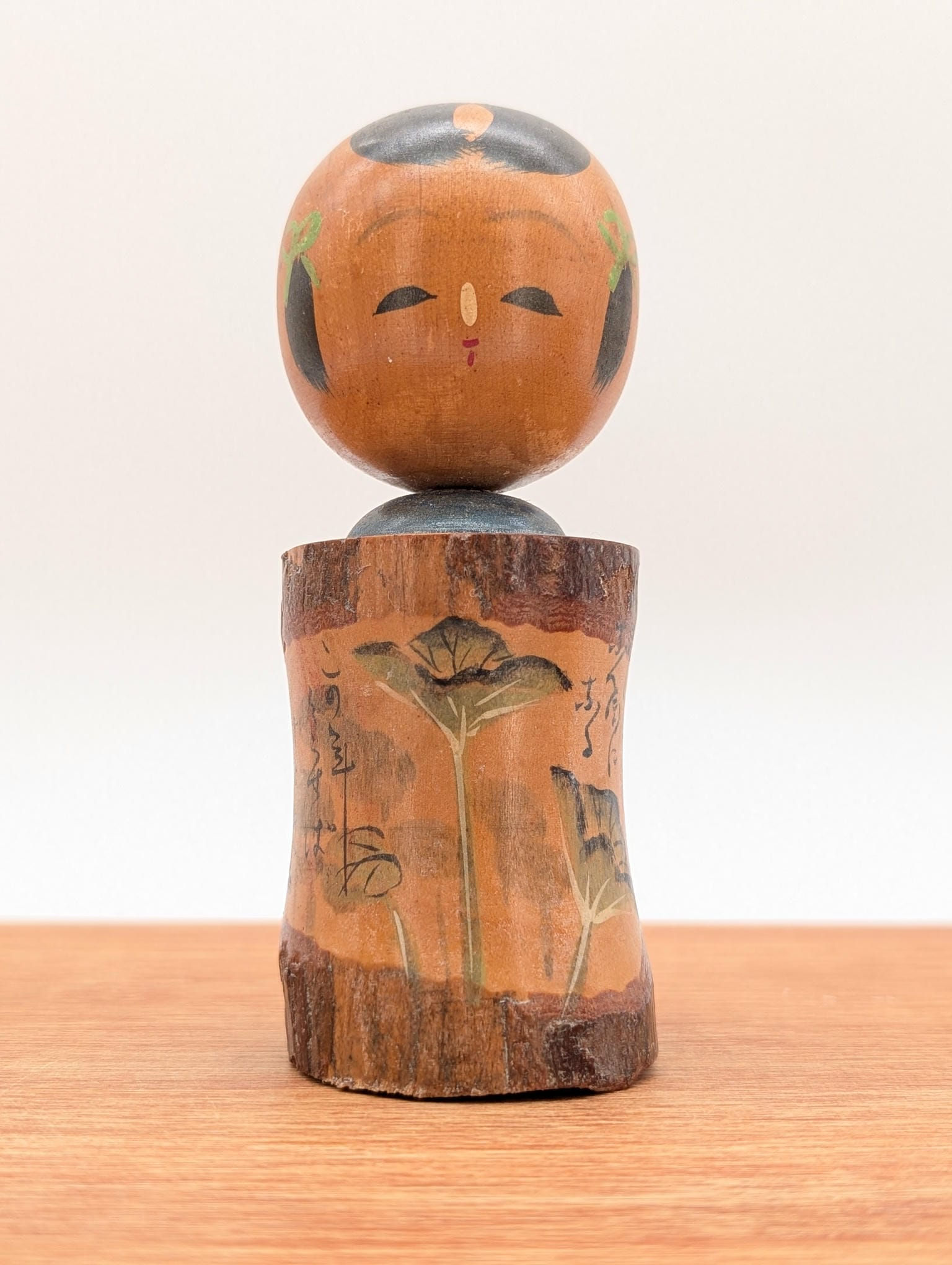 Poupée Kokeshi Vintage Omiyage - Écorce Et Nature - Bois 12cm
