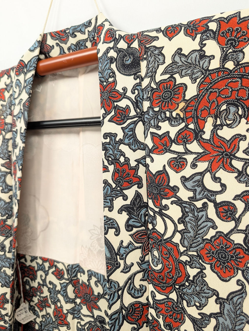 Miniature : Veste Haori Vintage Japonaise - Motif Floral Sarasa Rouge