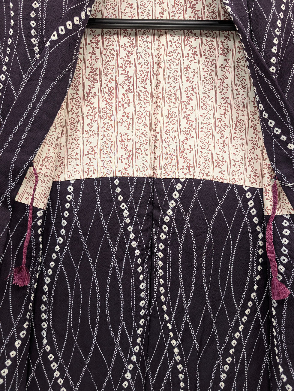 Miniature : Haori vintage violet foncé - Motif vagues