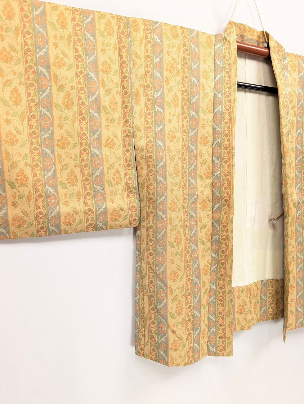 Miniature : Veste Haori Vintage - Jaune Doré Motif Floral