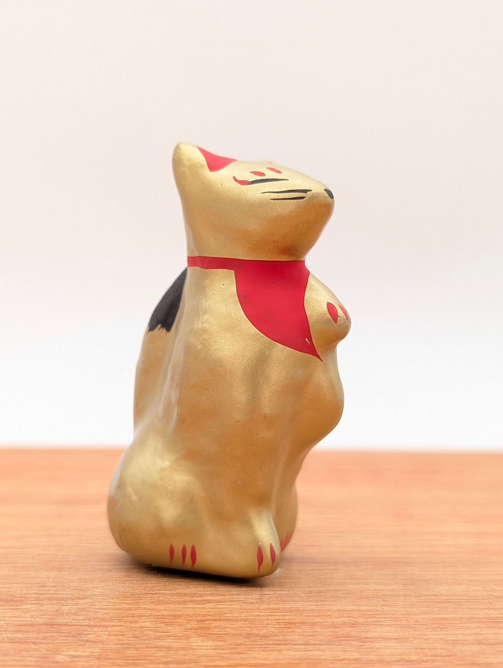 Miniature : Kitsune Doré en Papier Mâché Hariko - Renard Inari Neuf 7cm