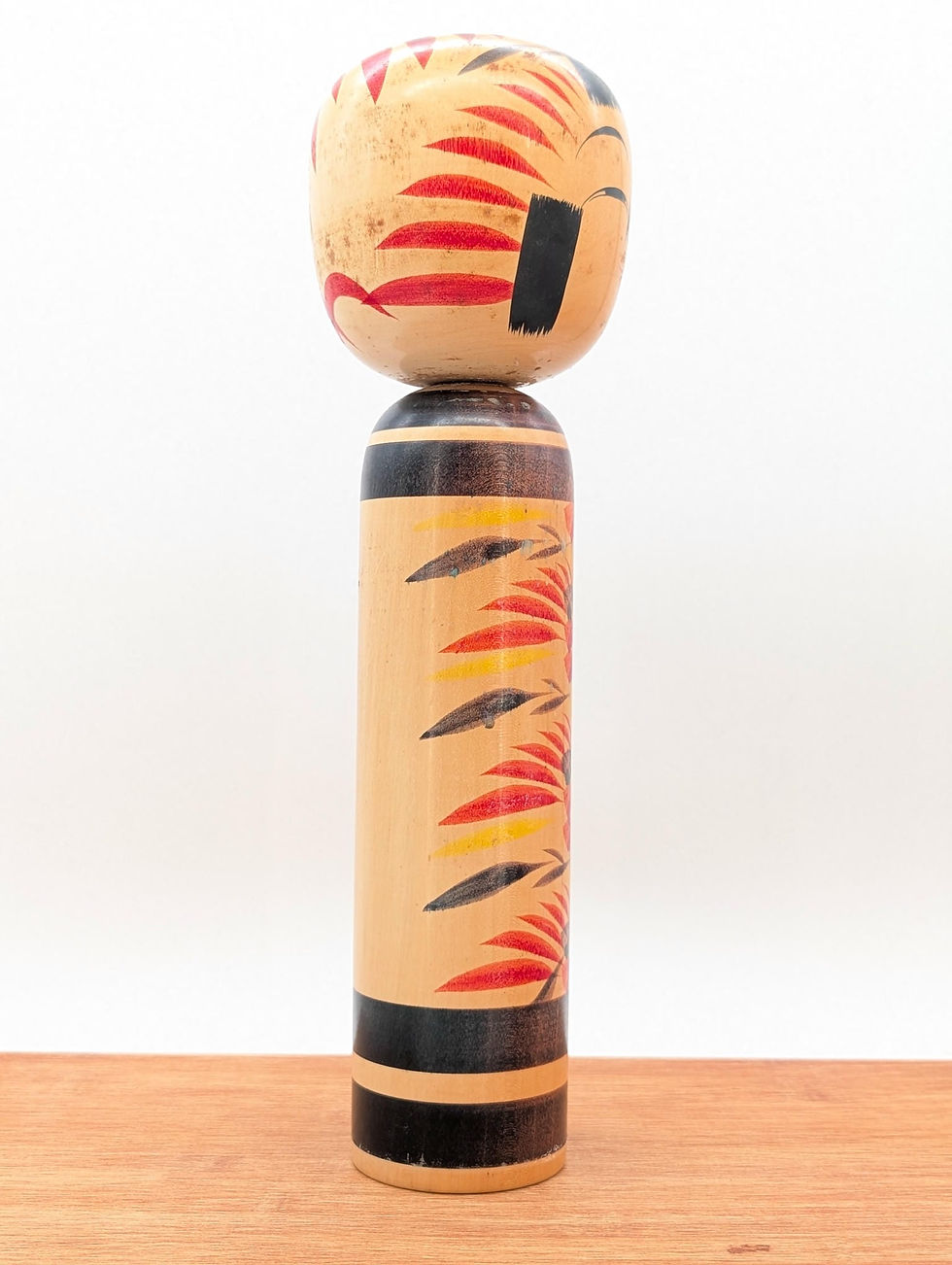 Miniature : Poupée Kokeshi Vintage Togata - Motif Floral - Bois 36cm