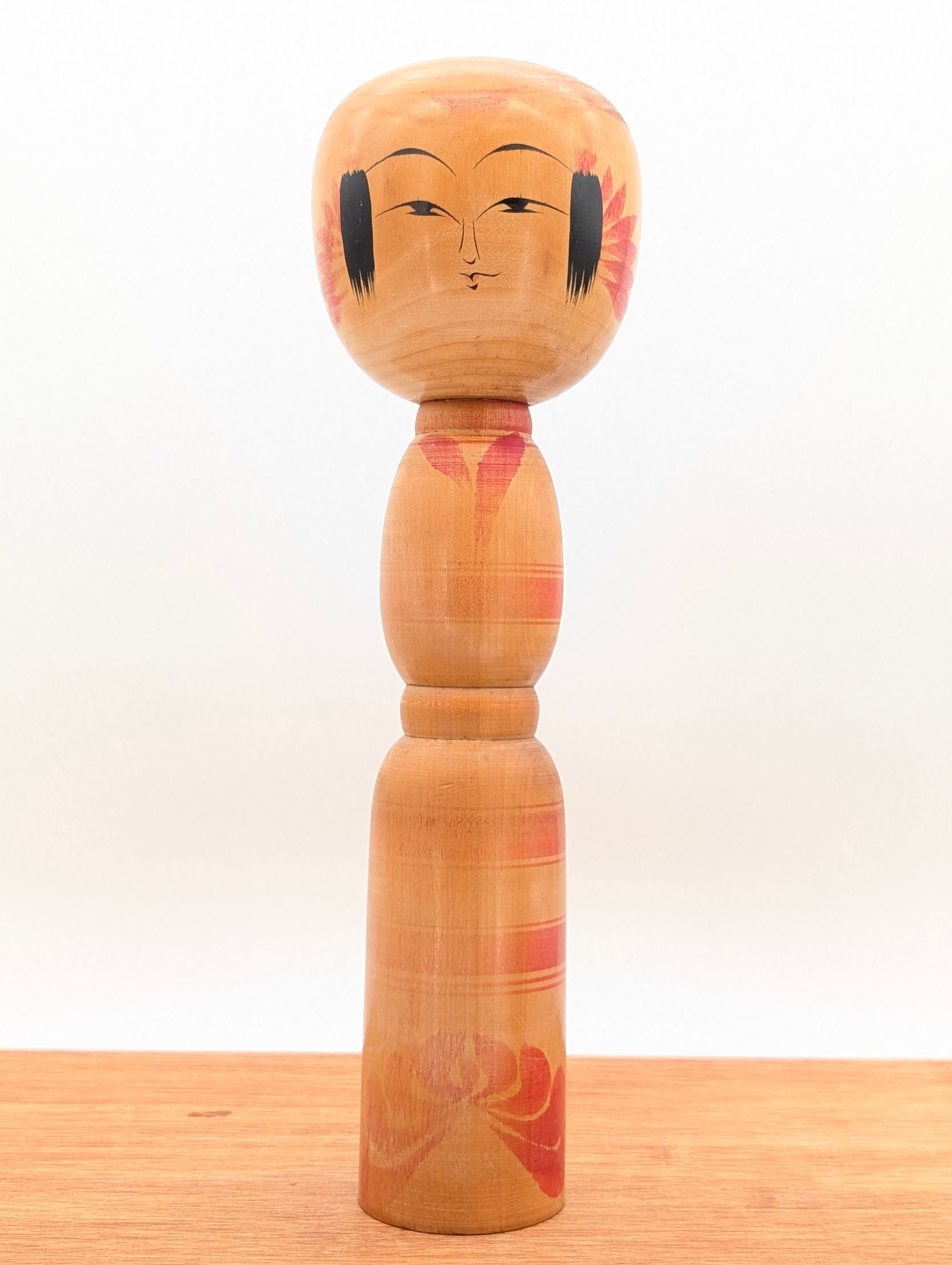 Kokeshi Yajiro Vintage (30 cm) – La Dame au Béret et sa Dédicace (1974)