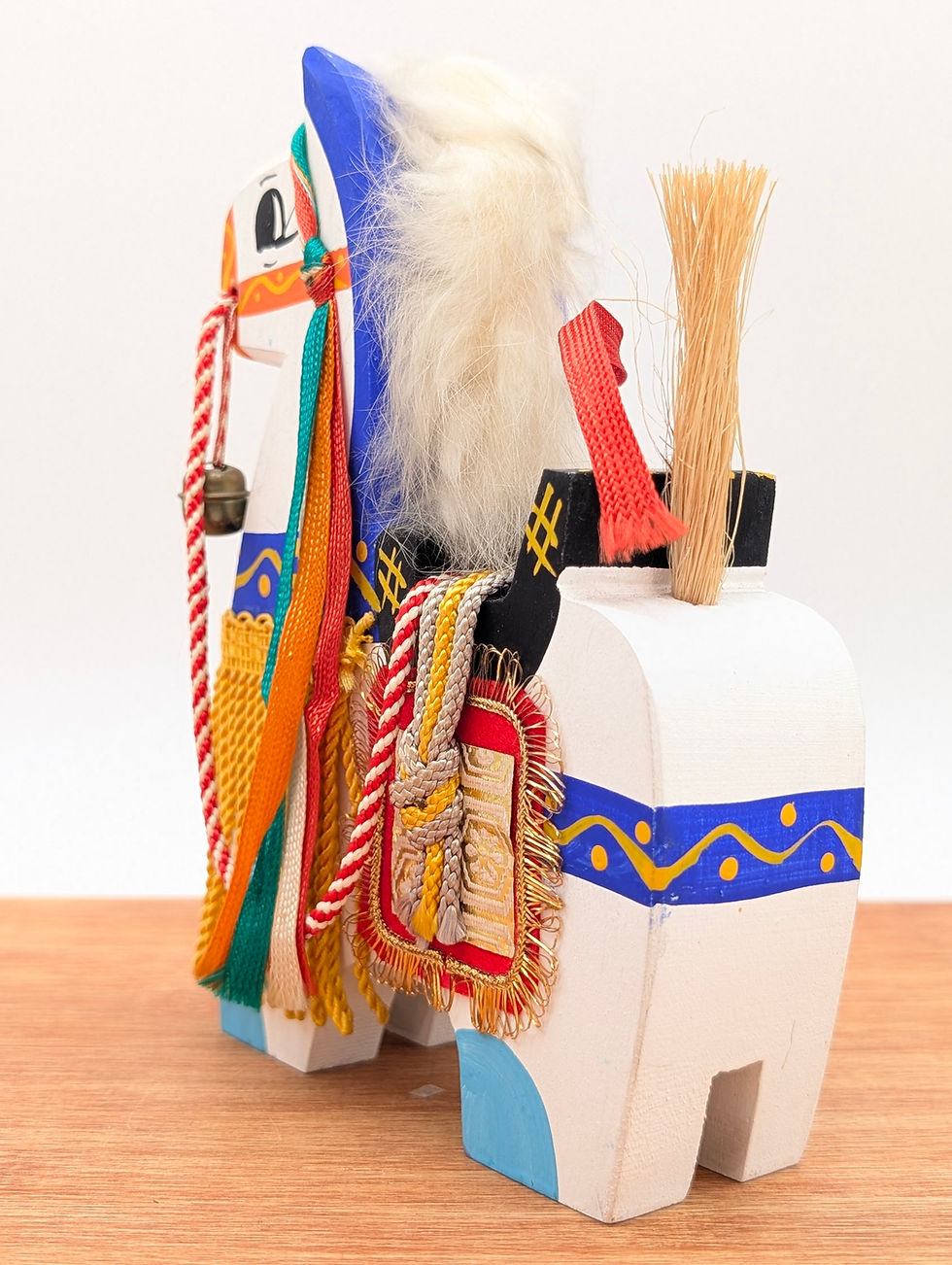 Miniature : Grand Cheval Chagu Chagu Umakko Vintage Blanc - Art Populaire Japonais - 18cm