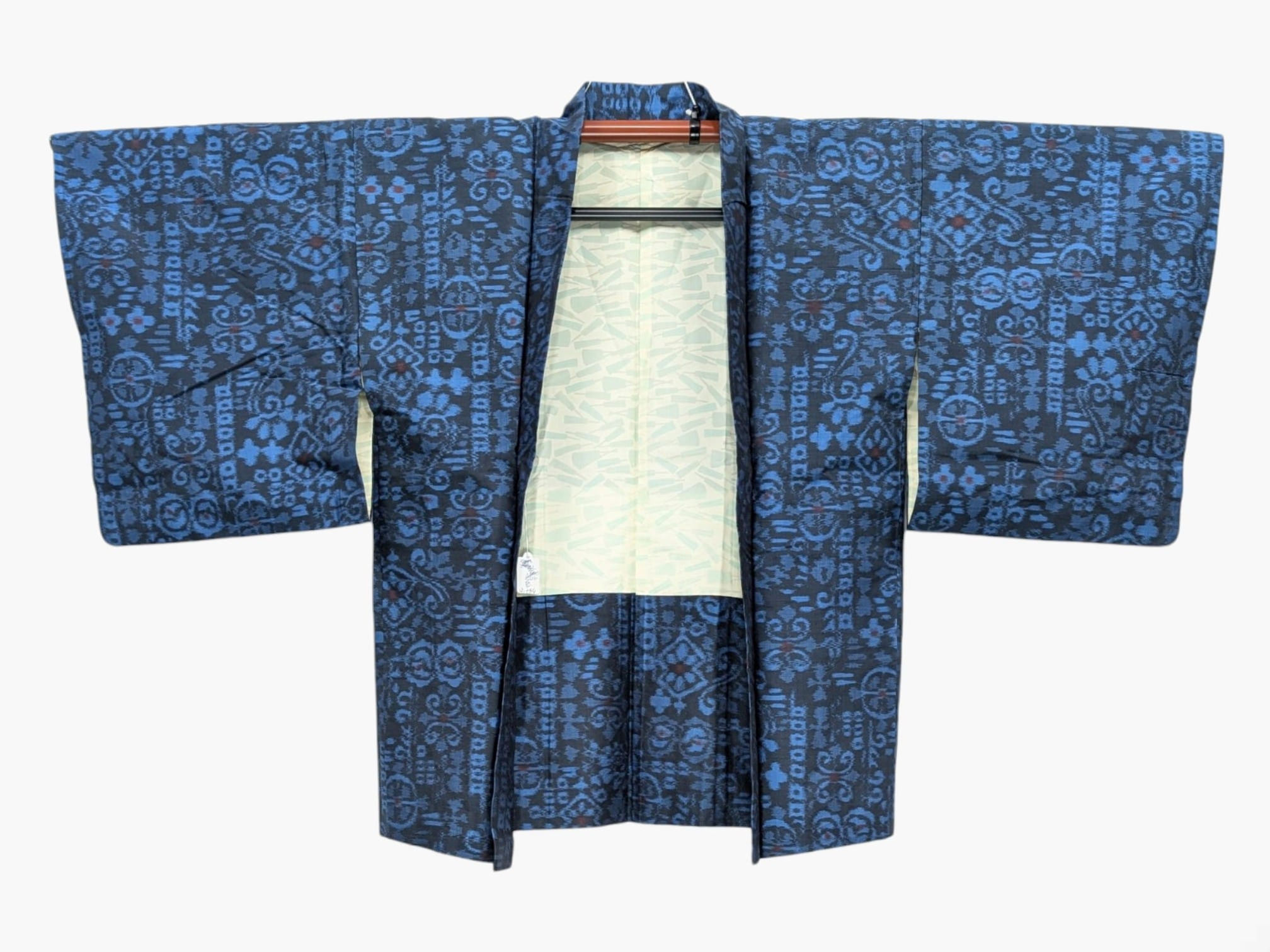 Veste Haori Vintage - Bleu Nuit Ikat - Esprit Oshima Tsumugi