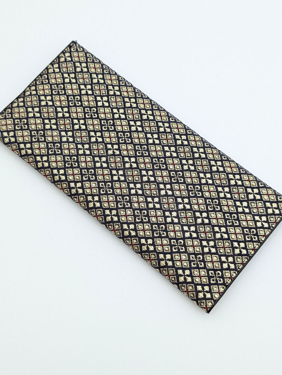 Miniature : Pochette Japonaise Vintage Soie Hakata-ori Or - Portefeuille Kimono
