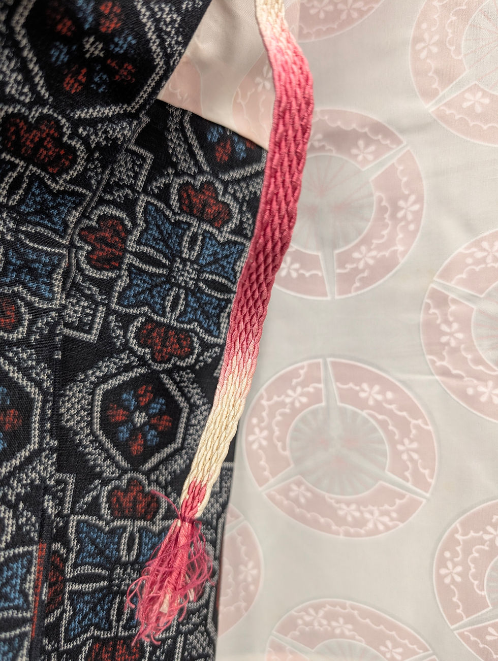 Miniature : Veste Haori Vintage - Graphique Bleu & Brique