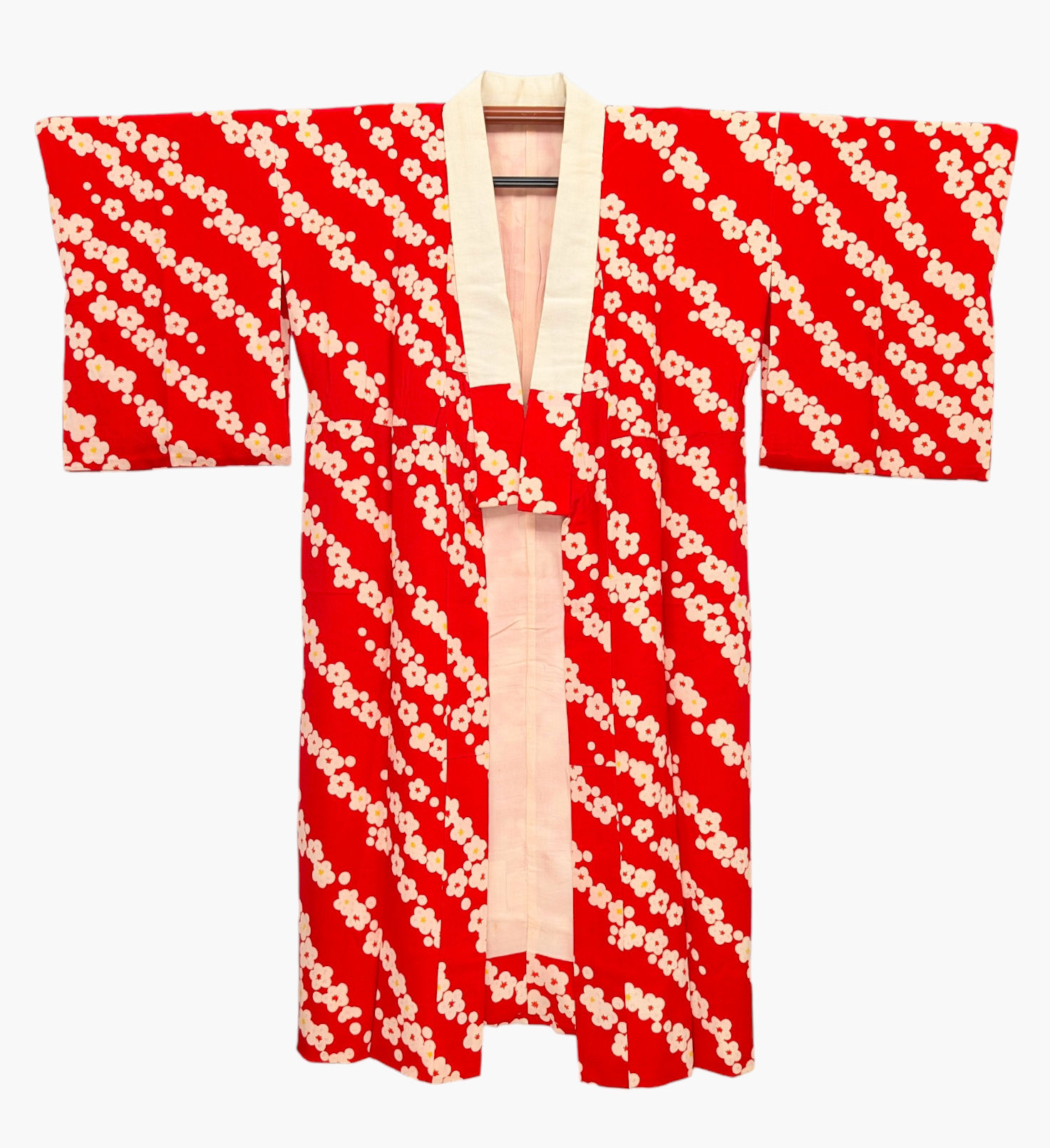 Sous-Kimono Juban Rouge - Pluie de Fleurs en Diagonale