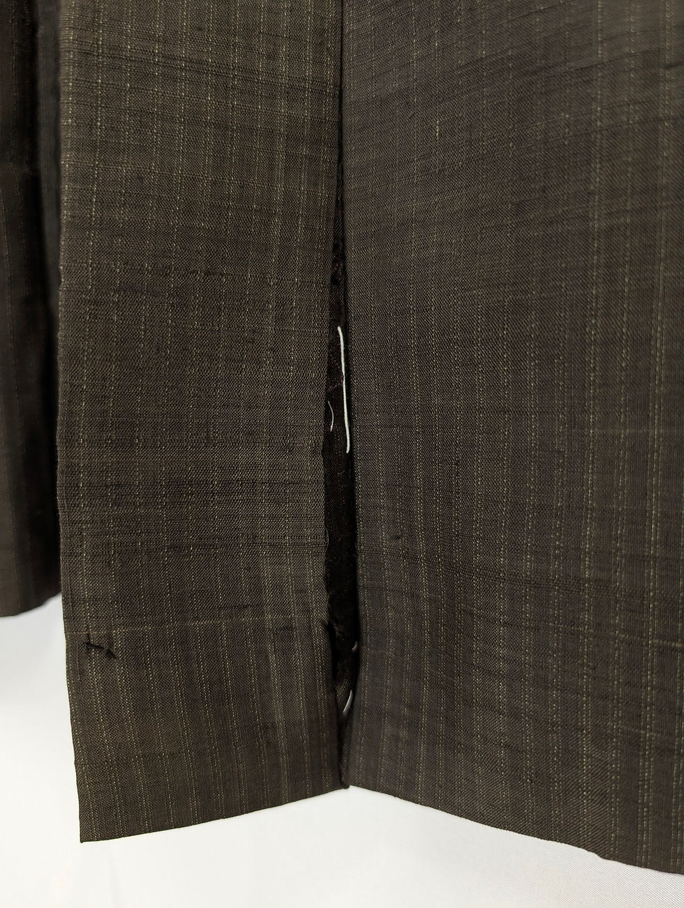 Miniature : Veste Haori Homme Vintage Brun Texturée – Doublure Carreaux