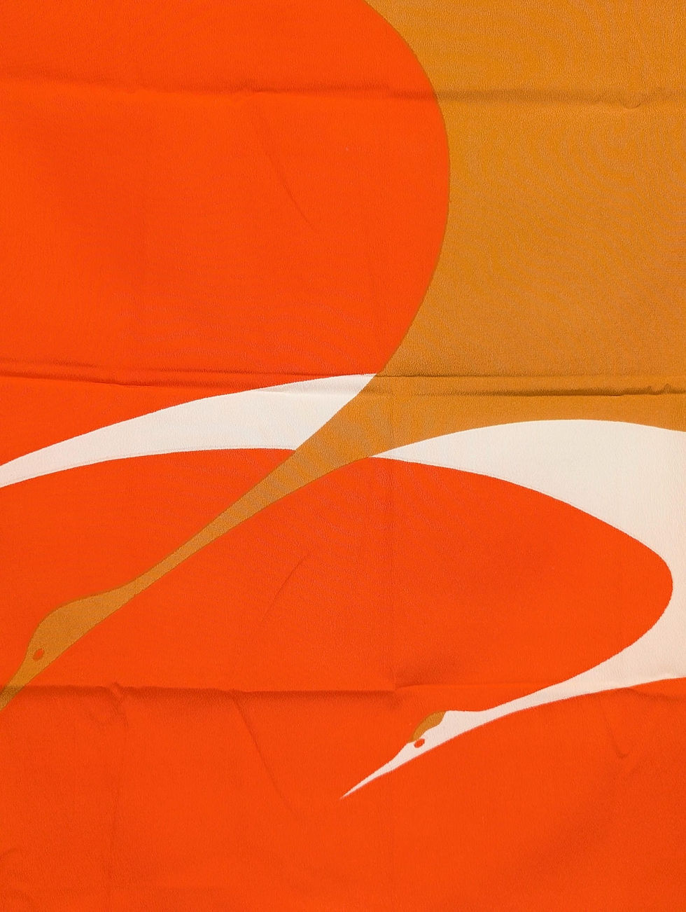 Miniature : Furoshiki Vintage 70x70 cm - Orange Et Or - Grues Stylisées
