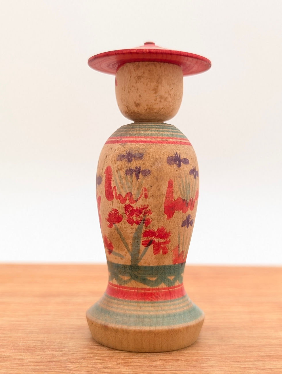 Miniature : Petite poupée Kokeshi vintage Tsuchiyu chapeau 10 cm