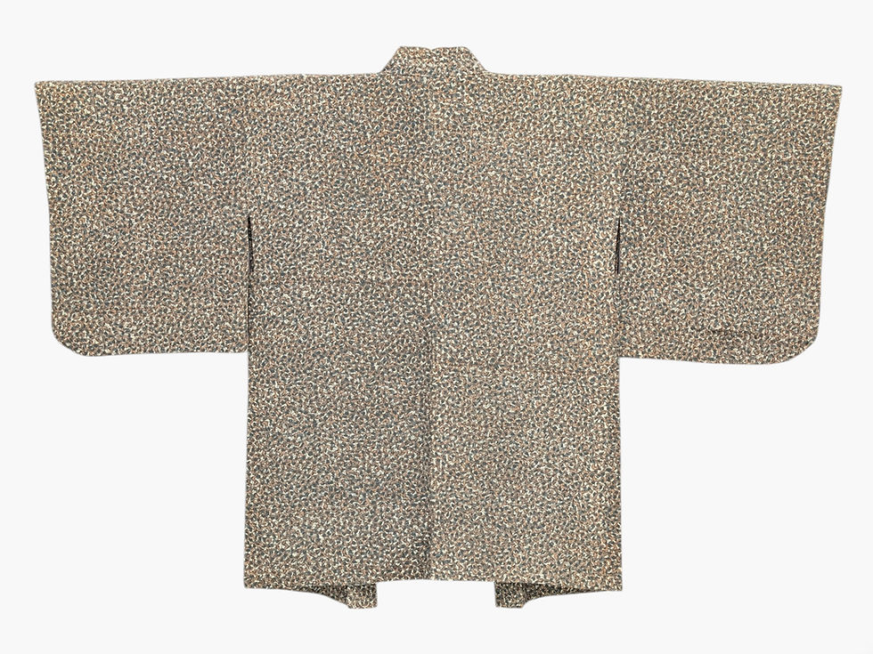 Miniature : Haori Vintage Chiné Kaki et Brun – Motif Abstrait Organique