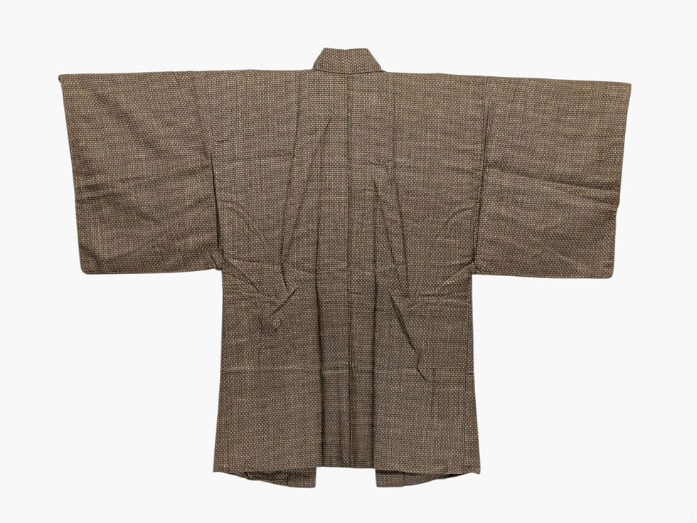Miniature : Veste Haori Vintage Homme - Brun Chiné - Tissage Géométrique