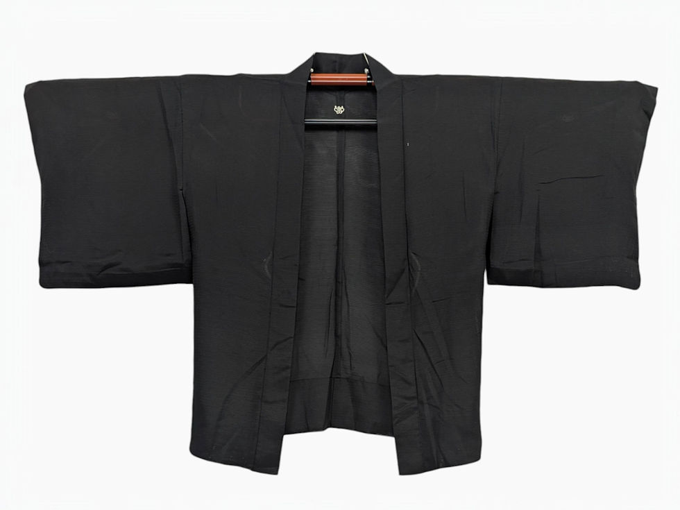 Miniature : Veste Haori Vintage d'Été – Noir Transparent & Kamon