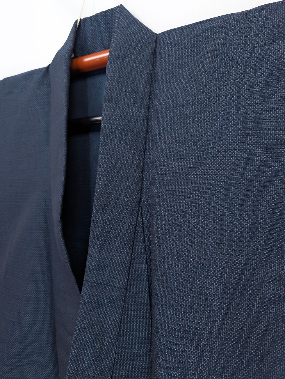 Miniature : Kimono Homme Vintage Bleu Marine - Tissage Texturé