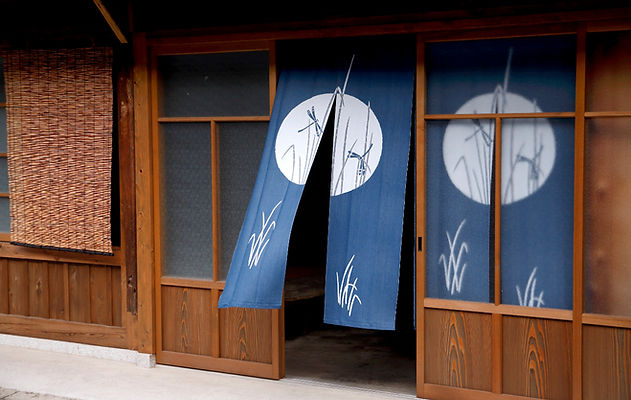 Entrance of a private house with noren