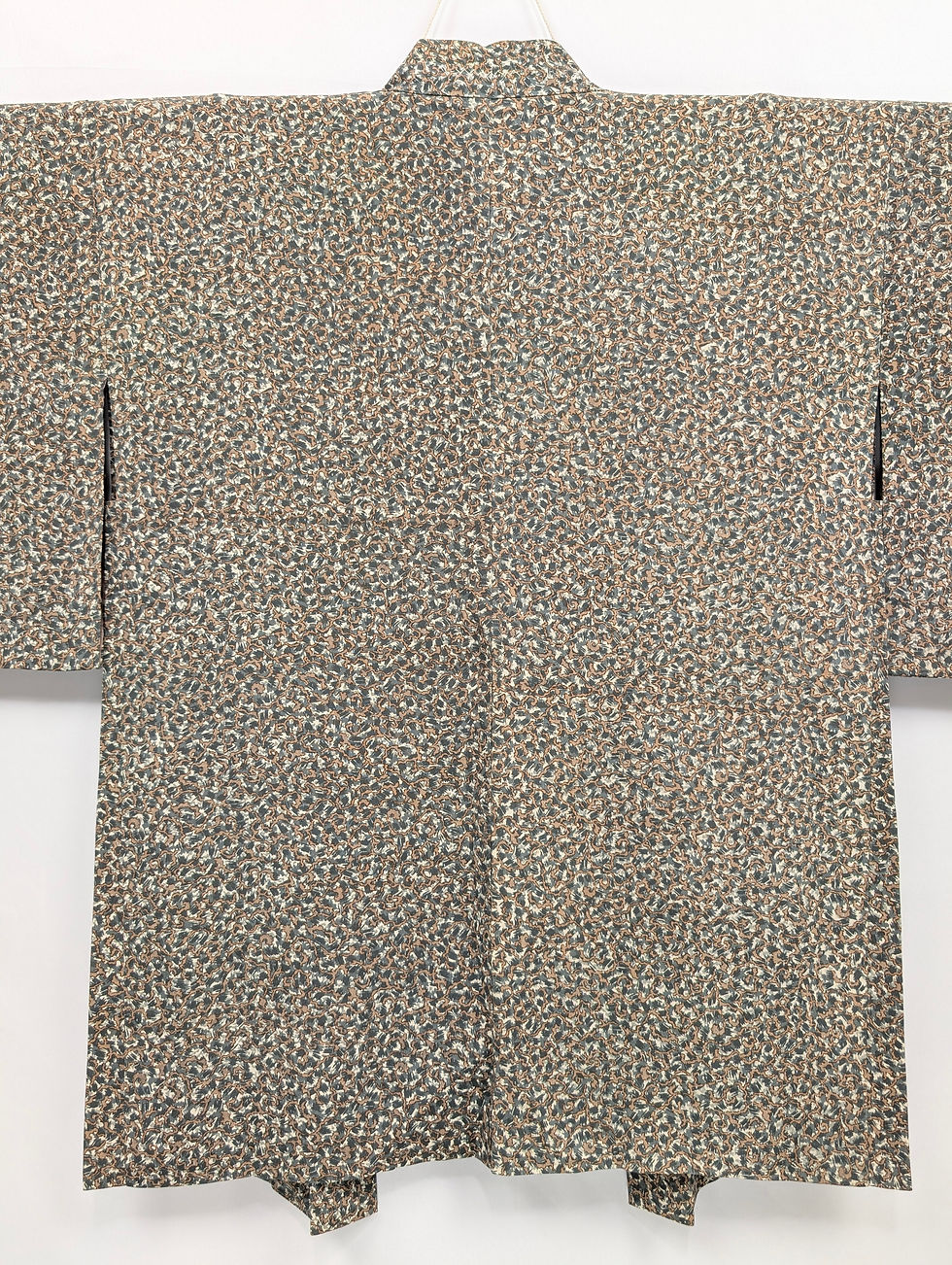 Miniature : Haori Vintage Chiné Kaki et Brun – Motif Abstrait Organique