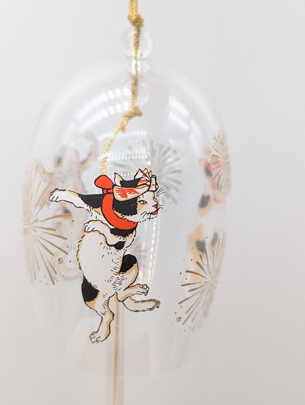 Miniature : Furin Clochette à Vent Japonaise Verre - Chat Kuniyoshi Aderia Neuf