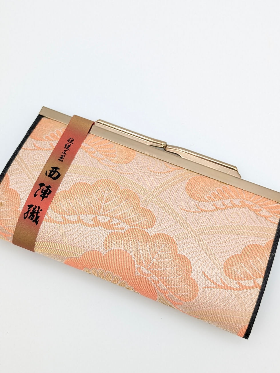 Miniature : Sac Pochette Japonaise Vintage Soie Nishijin - Minaudière Rose Saumon & Or