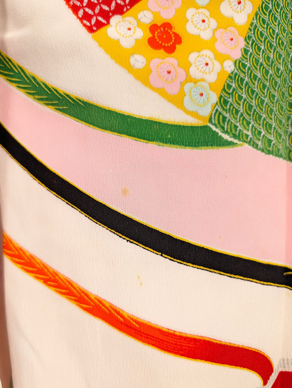 Miniature : Ensemble Kimono et Juban Enfant Vintage Japonais - Rose Crème Éventails