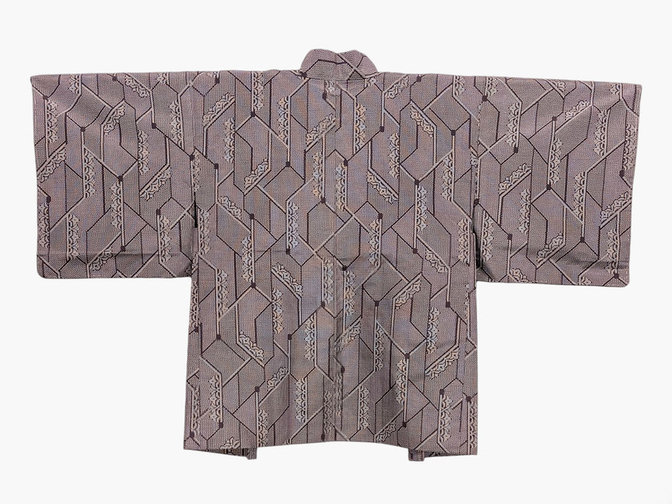 Miniature : Veste Haori Vintage Japonaise - Motif Géométrique Trompe-l'œil Violet