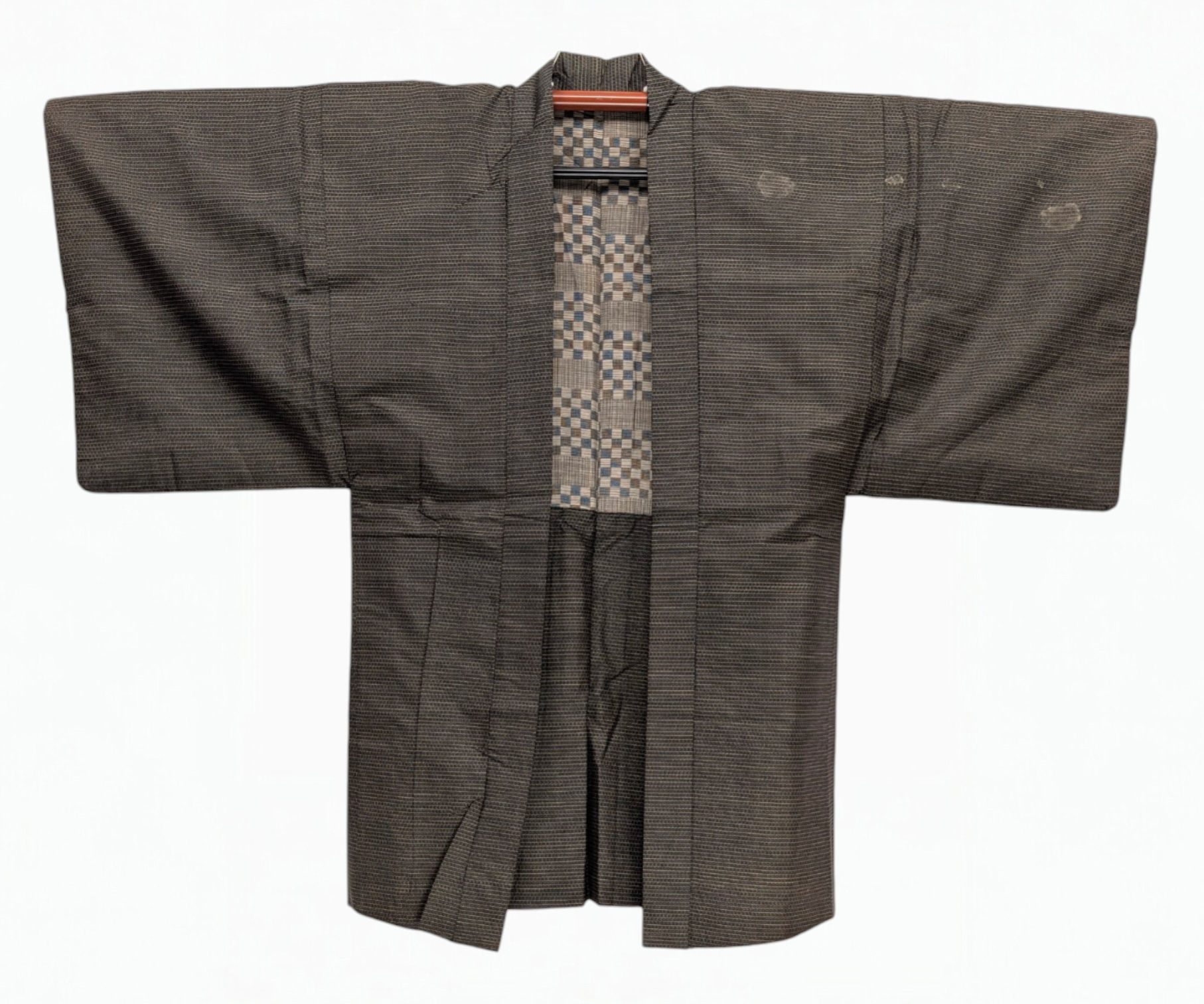 Haori Long Vintage Homme - Brun & Quadrillé
