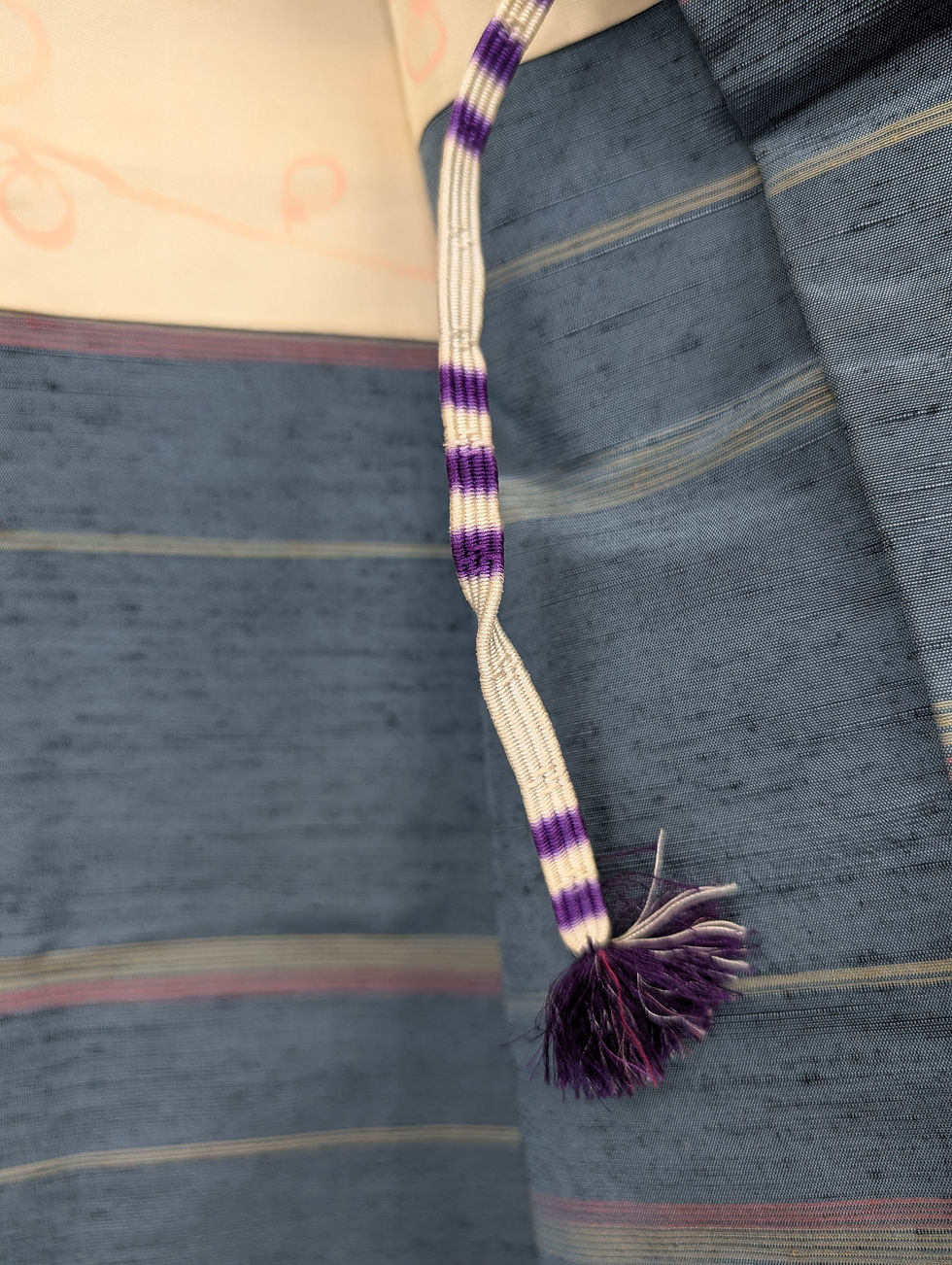 Miniature : Haori vintage - Bleu orage - Rayures tissées
