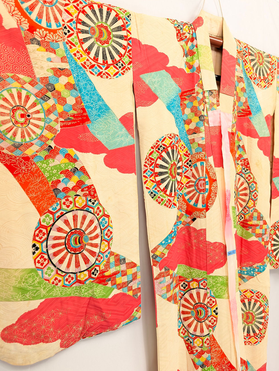 Miniature : Kimono Enfant Vintage Crème - Roues Stylisées & Rubans
